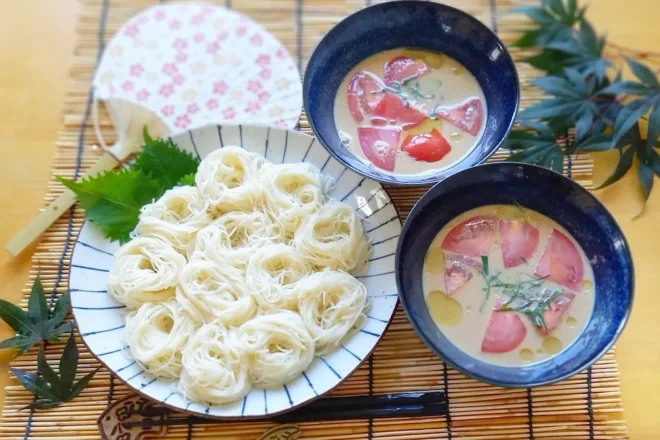 トマト豆乳つけそうめん